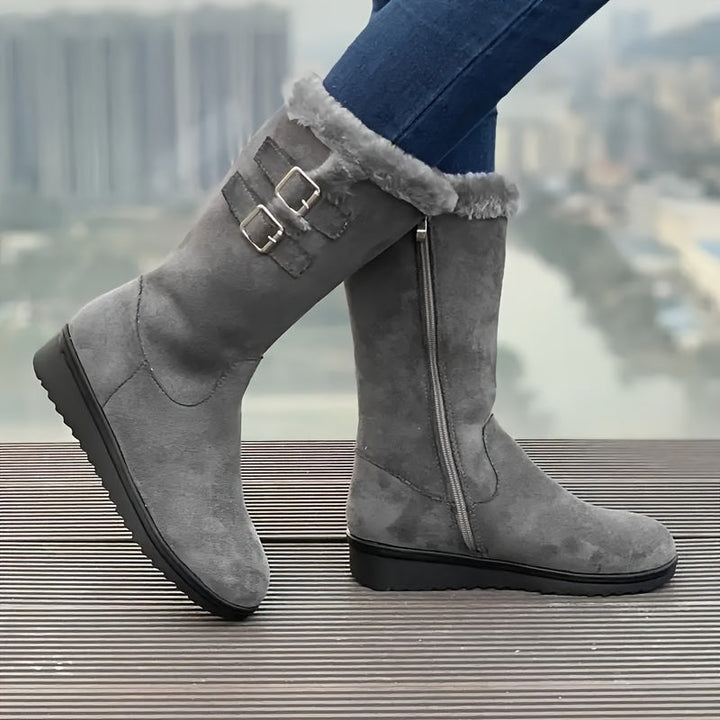 Kathleen | Cozy Tall Buckle Snow Boots Women