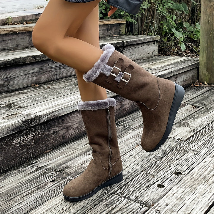 Kathleen | Cozy Tall Buckle Snow Boots Women