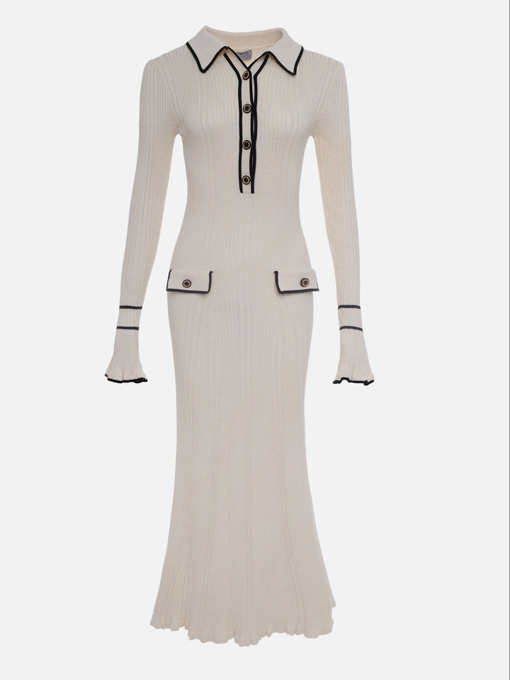 Kathryn | Cozy Ribbed Long Sleeve Midi Sweater Dress