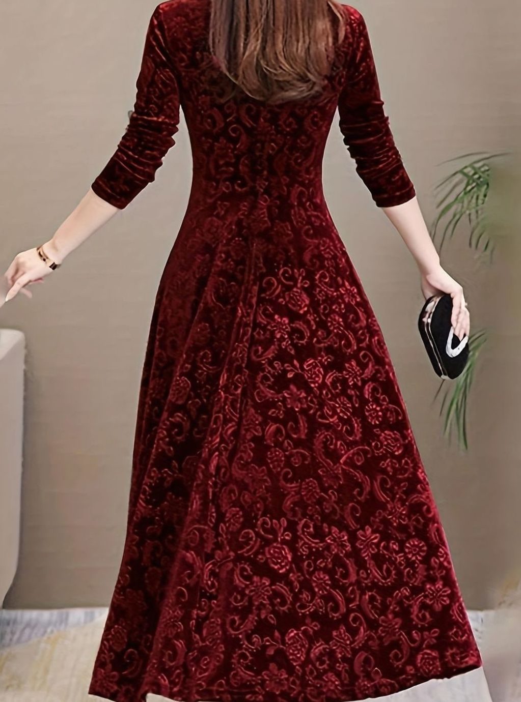 Kathryn | Stylish Floral A-Line Maxi Christmas Dress
