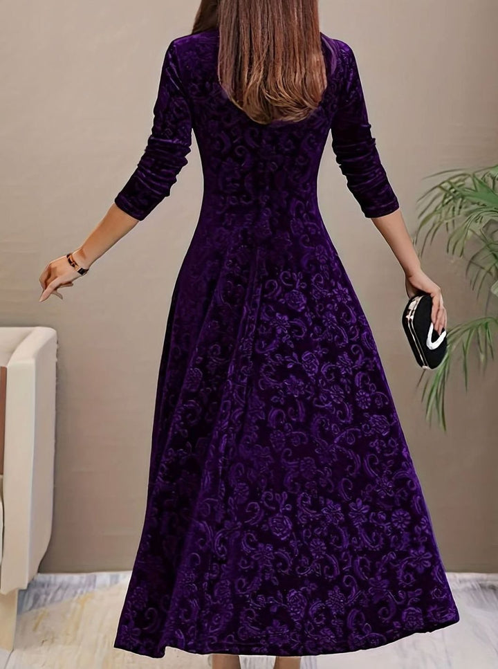 Kathryn | Stylish Floral A-Line Maxi Christmas Dress