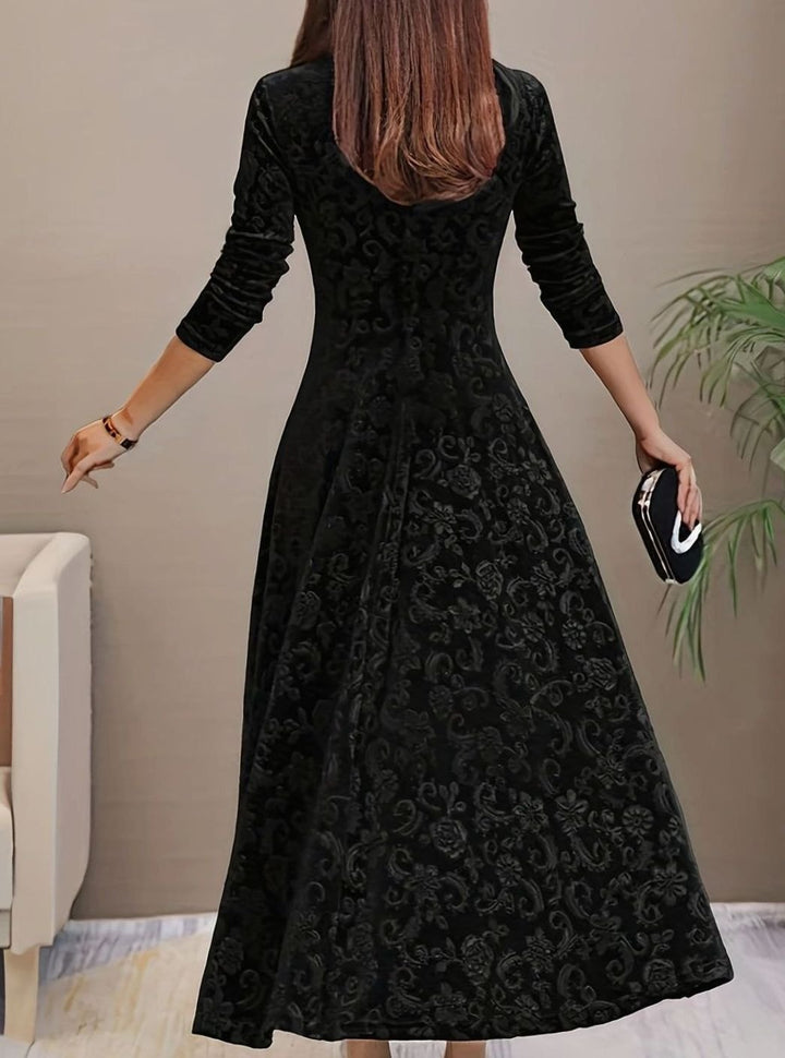 Kathryn | Stylish Floral A-Line Maxi Christmas Dress