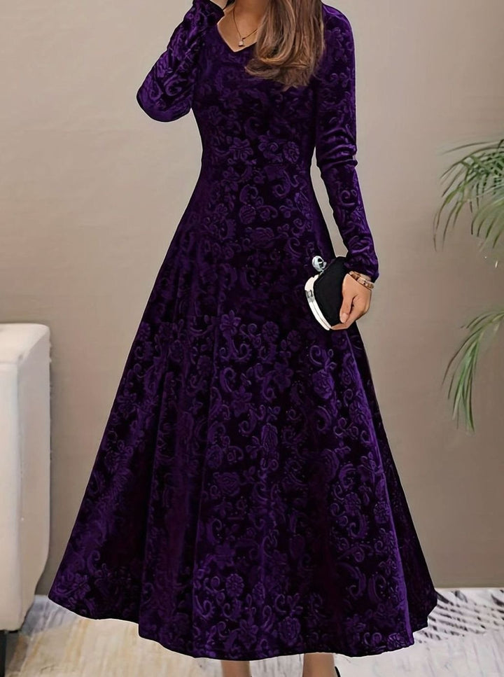 Kathryn | Stylish Floral A-Line Maxi Christmas Dress