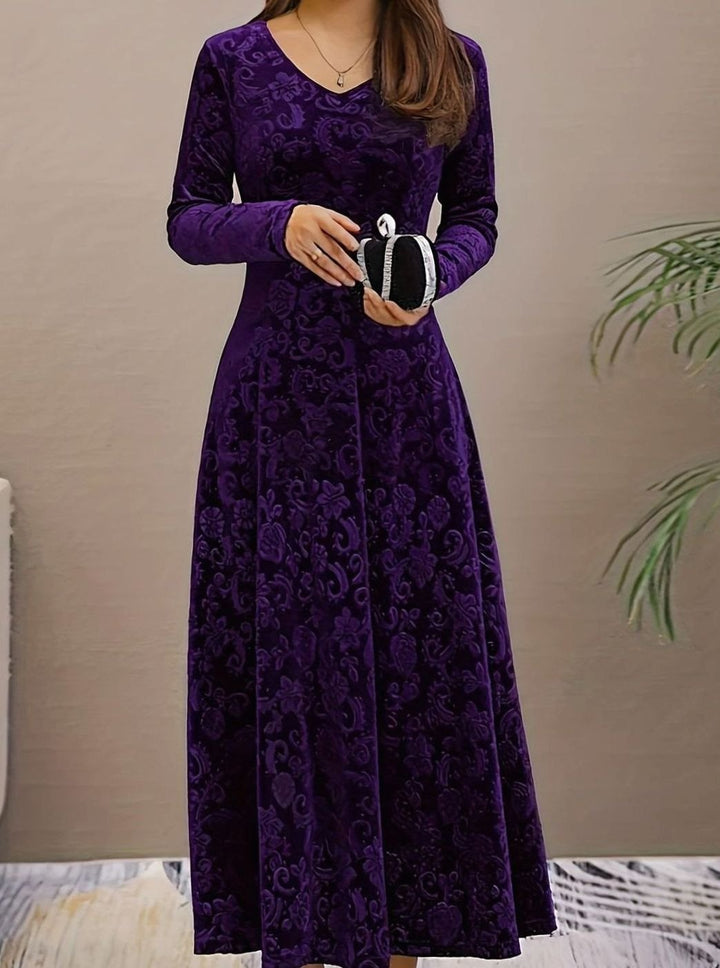 Kathryn | Stylish Floral A-Line Maxi Christmas Dress