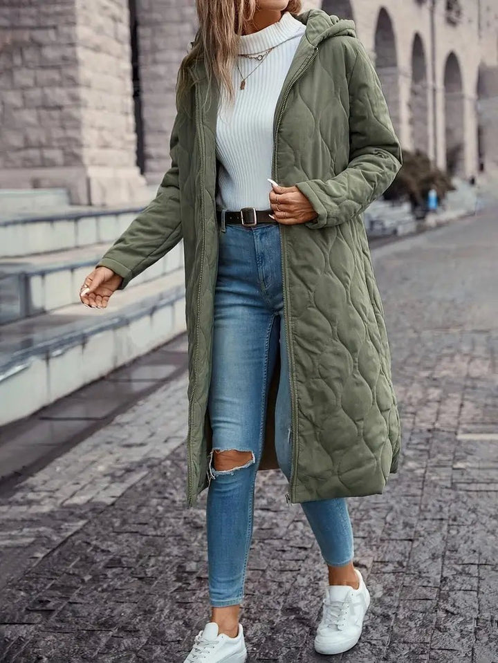 Kayla | Long Hooded Quilted Puffer Jacket Women
