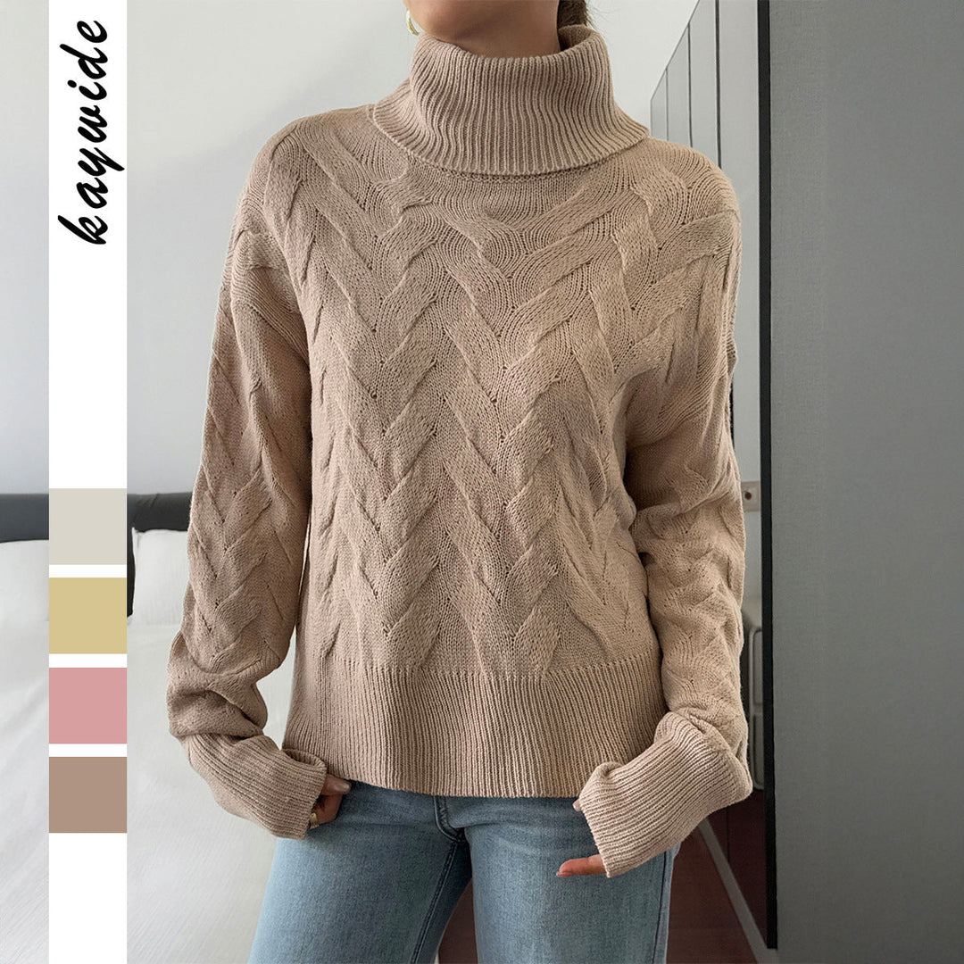 Kayla | Refined Oversized Turtleneck Chunky Cable Knit Sweater