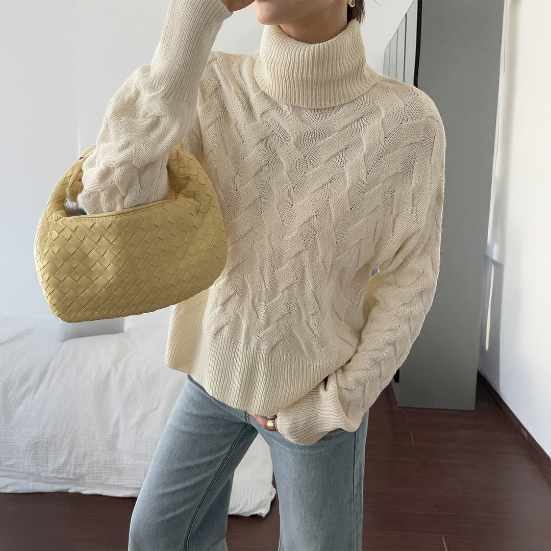 Kayla | Refined Oversized Turtleneck Chunky Cable Knit Sweater