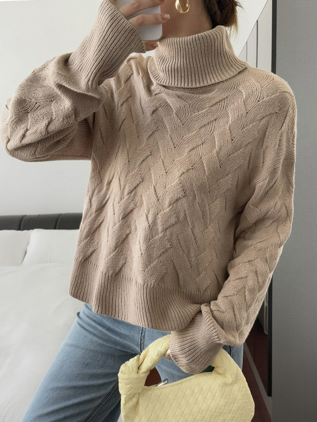 Kayla | Refined Oversized Turtleneck Chunky Cable Knit Sweater