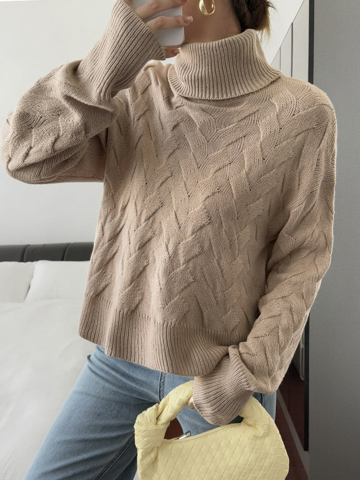 Kayla | Refined Oversized Turtleneck Chunky Cable Knit Sweater