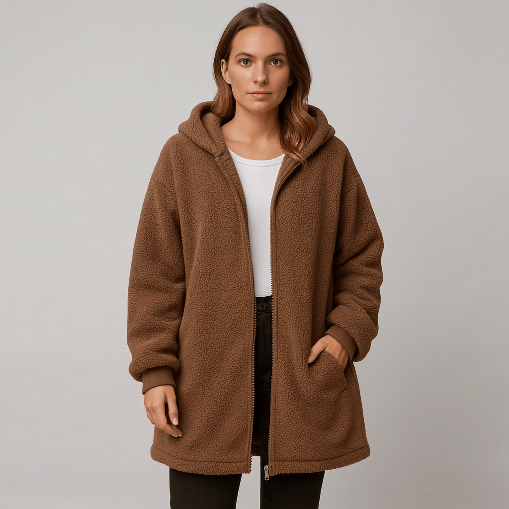 Kelly | Chic Hooded Longline Sherpa Jacket Women