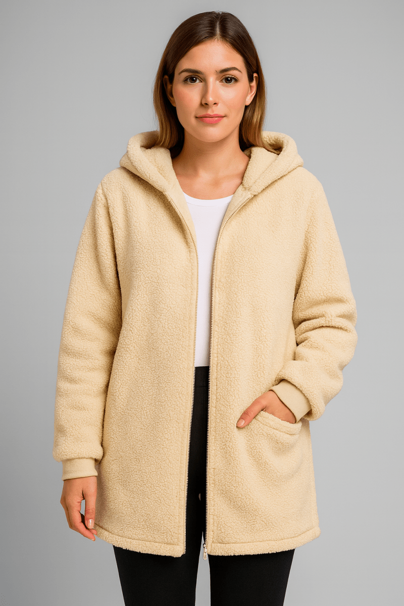 Kelly | Chic Hooded Longline Sherpa Jacket Women