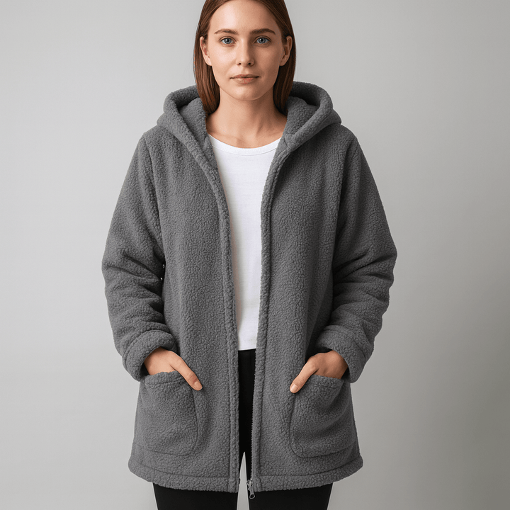Kelly | Chic Hooded Longline Sherpa Jacket Women