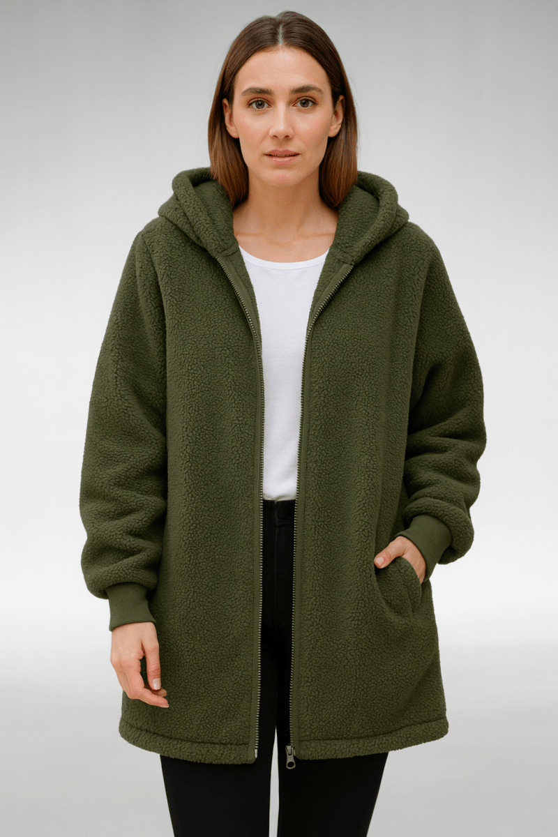 Kelly | Chic Hooded Longline Sherpa Jacket Women