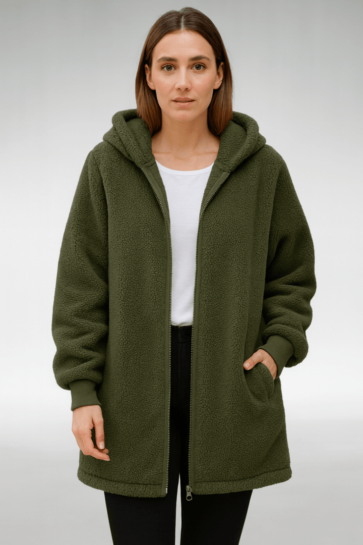 Kelly | Chic Hooded Longline Sherpa Jacket Women