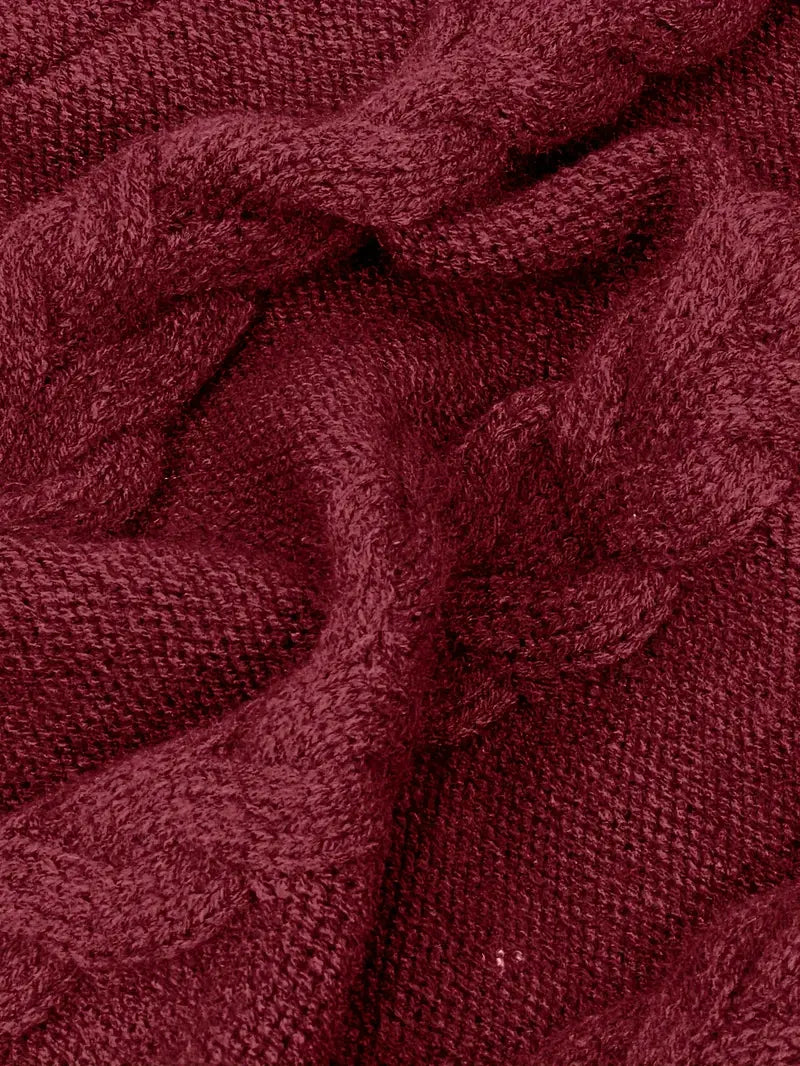 Kimberly | Chic Long Turtleneck Chunky Cable Knit Sweater