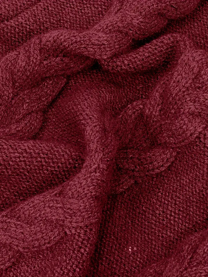 Kimberly | Chic Long Turtleneck Chunky Cable Knit Sweater