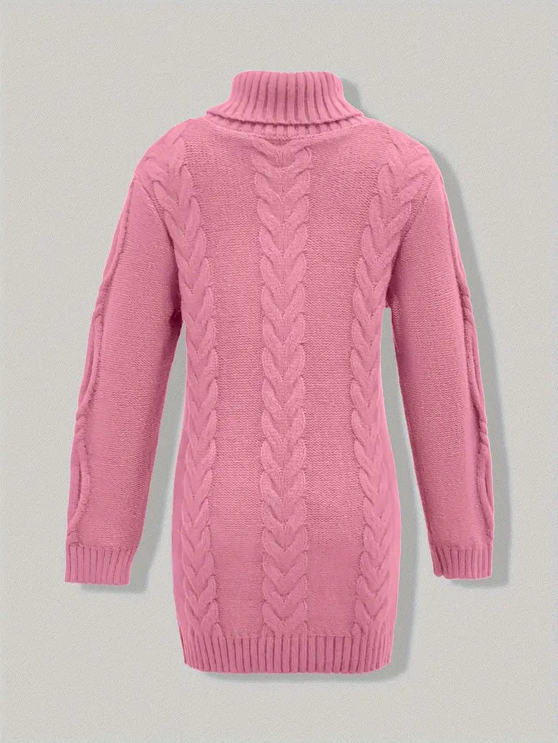 Kimberly | Chic Long Turtleneck Chunky Cable Knit Sweater