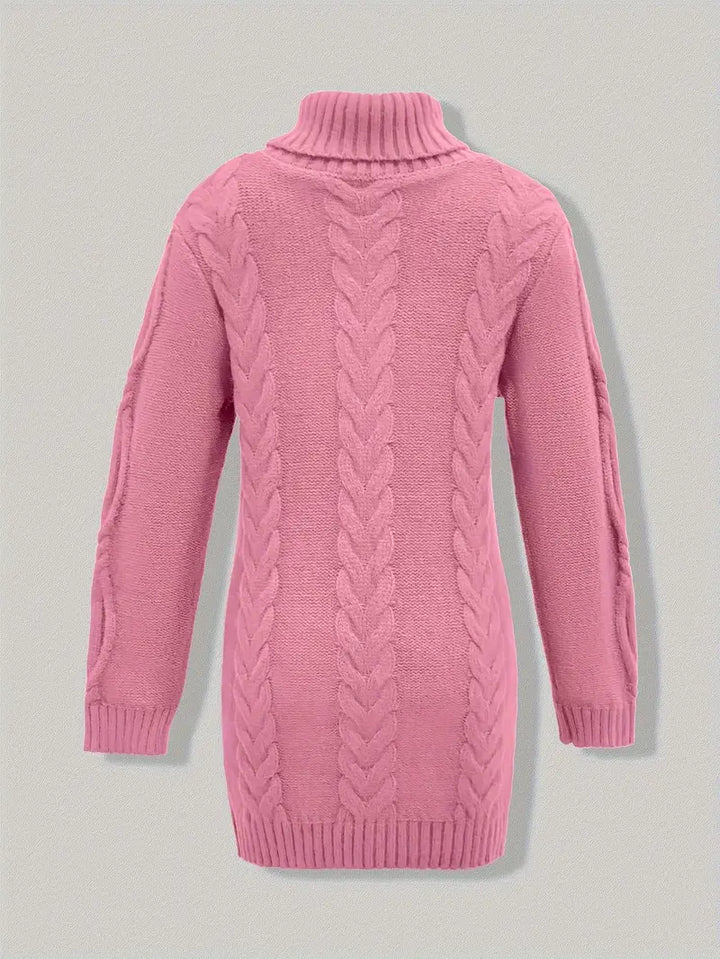 Kimberly | Chic Long Turtleneck Chunky Cable Knit Sweater