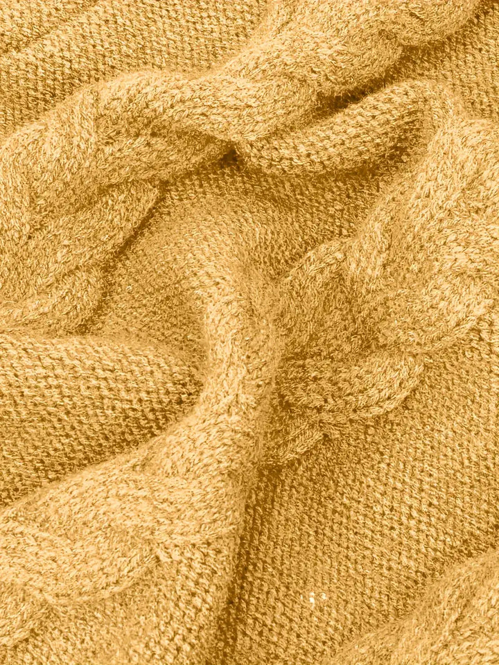 Kimberly | Chic Long Turtleneck Chunky Cable Knit Sweater