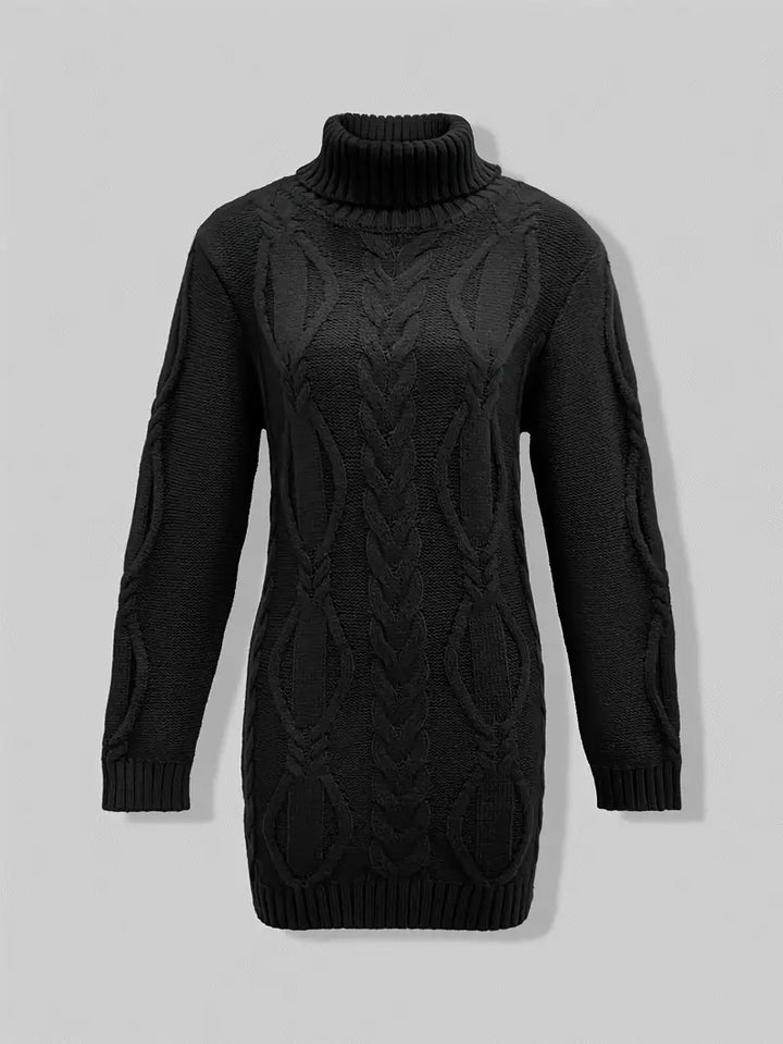 Kimberly | Chic Long Turtleneck Chunky Cable Knit Sweater