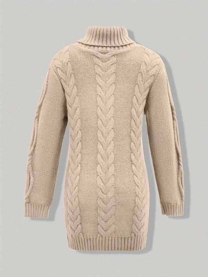 Kimberly | Chic Long Turtleneck Chunky Cable Knit Sweater