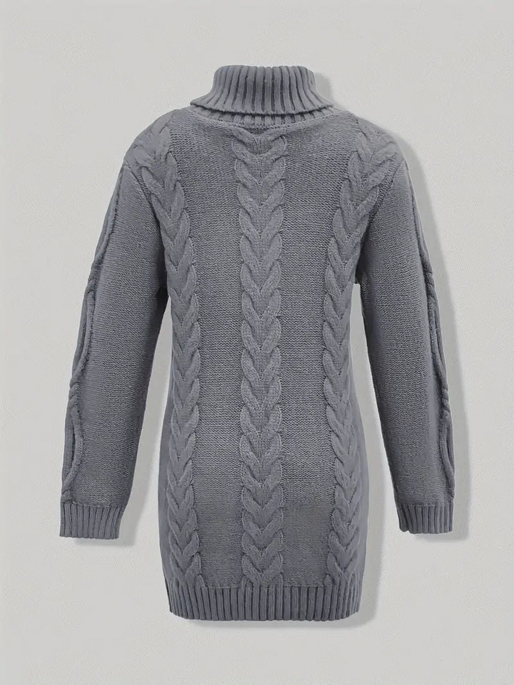 Kimberly | Chic Long Turtleneck Chunky Cable Knit Sweater