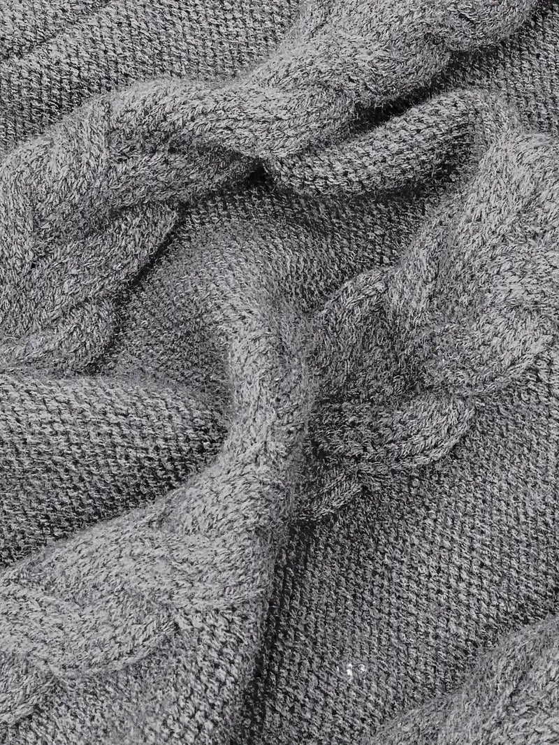 Kimberly | Chic Long Turtleneck Chunky Cable Knit Sweater