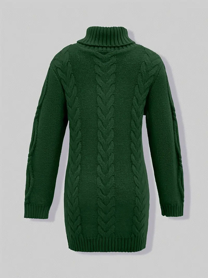 Kimberly | Chic Long Turtleneck Chunky Cable Knit Sweater