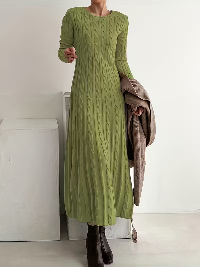 Kimberly | Timeless Long Sleeve Cable Knit Maxi Sweater Dress