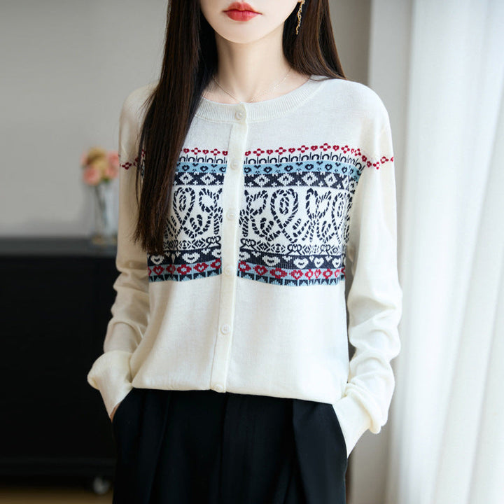 Laura | Polished Button-Front Fair Isle Cardigan Womens
