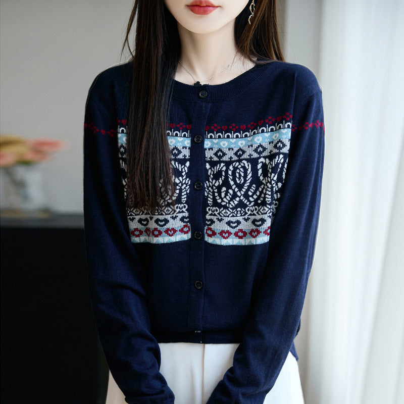 Laura | Polished Button-Front Fair Isle Cardigan Womens
