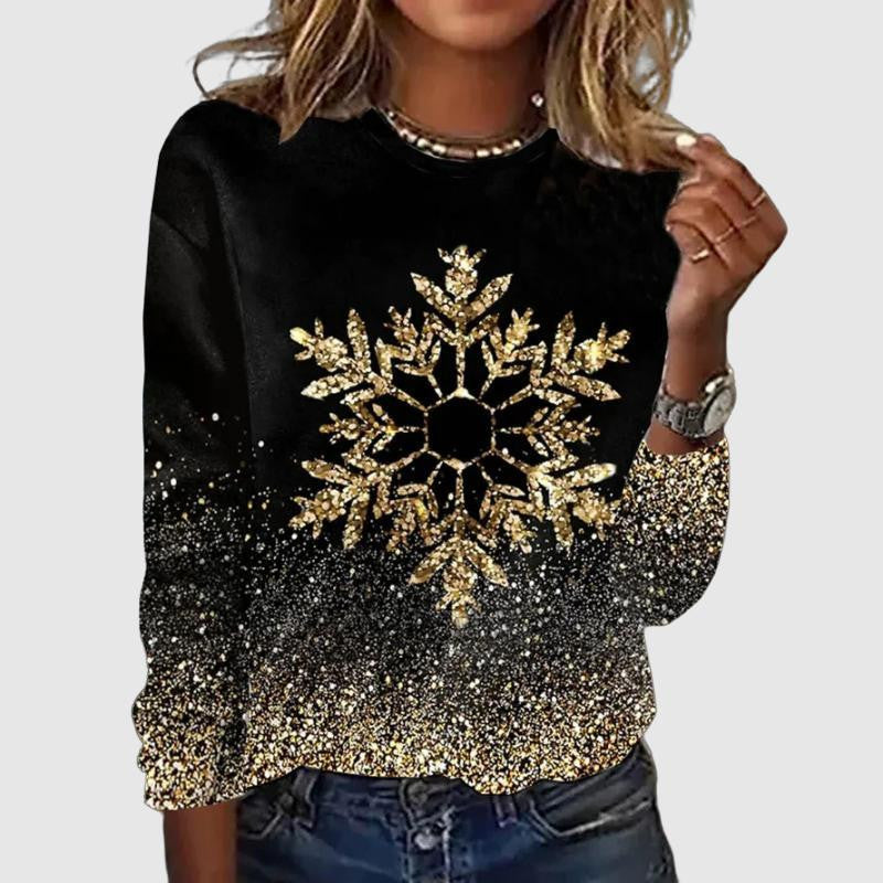 Lauren | Relaxed Snowflake Crew Neck Christmas Sweater Women