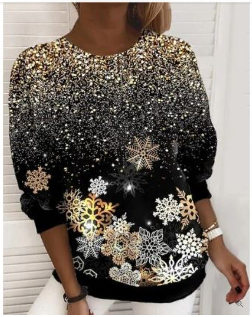 Lauren | Relaxed Snowflake Crew Neck Christmas Sweater Women