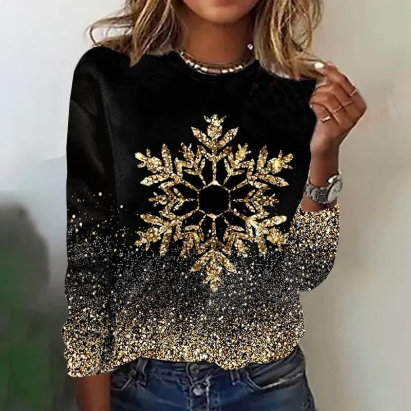 Lauren | Relaxed Snowflake Crew Neck Christmas Sweater Women
