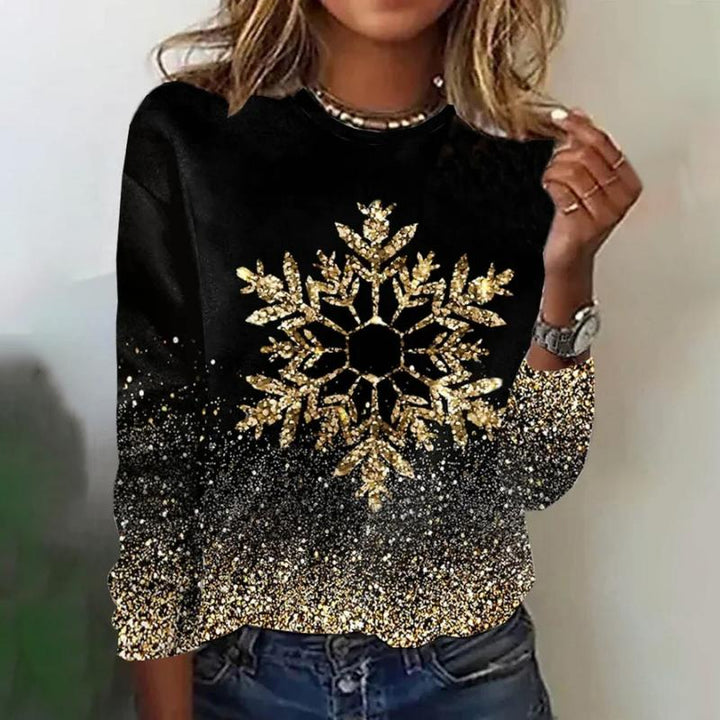 Lauren | Relaxed Snowflake Crew Neck Christmas Sweater Women