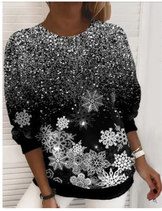 Lauren | Relaxed Snowflake Crew Neck Christmas Sweater Women