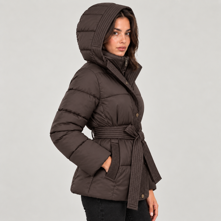 Lauren | Stylish Belted Hooded Puffer Jacket Women