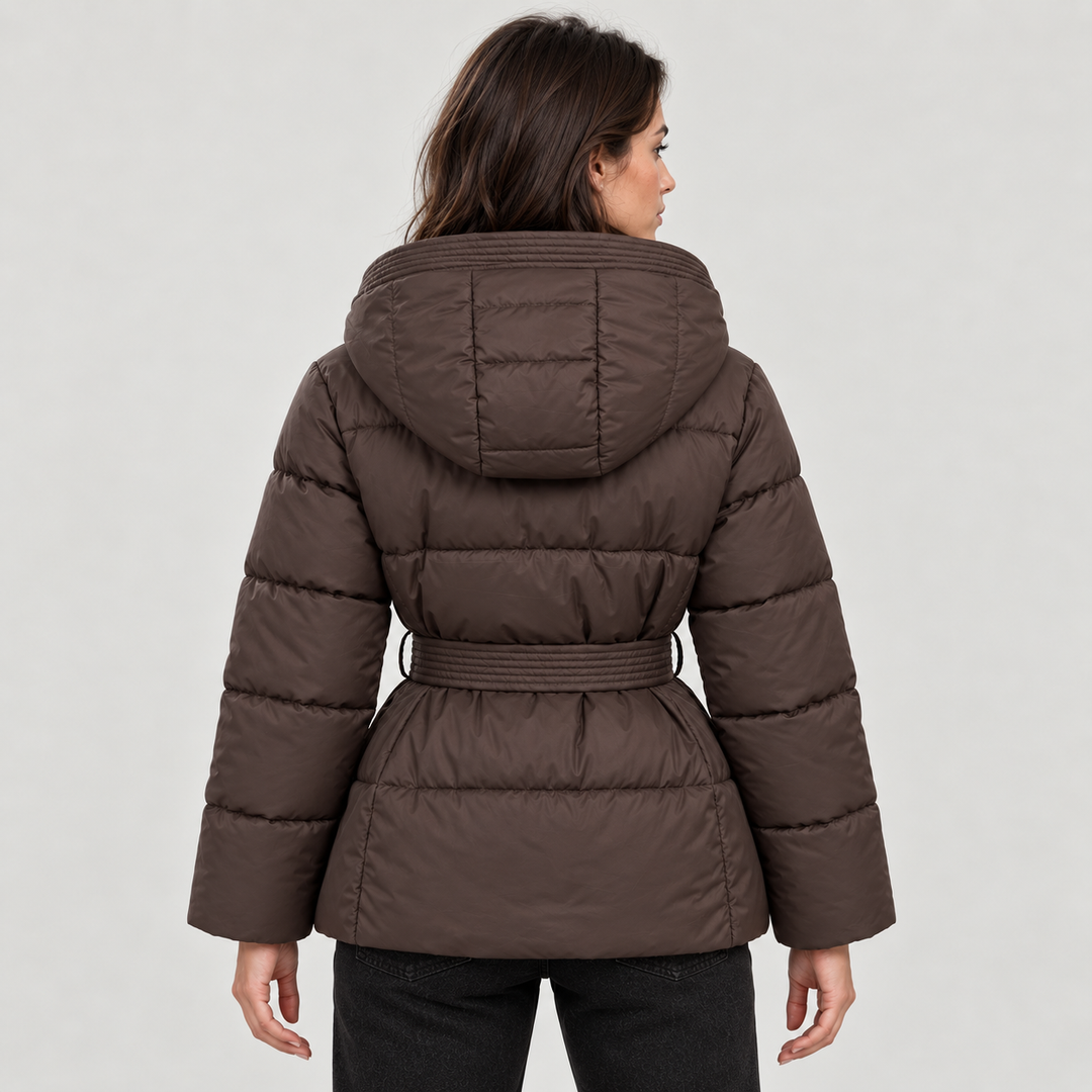 Lauren | Stylish Belted Hooded Puffer Jacket Women