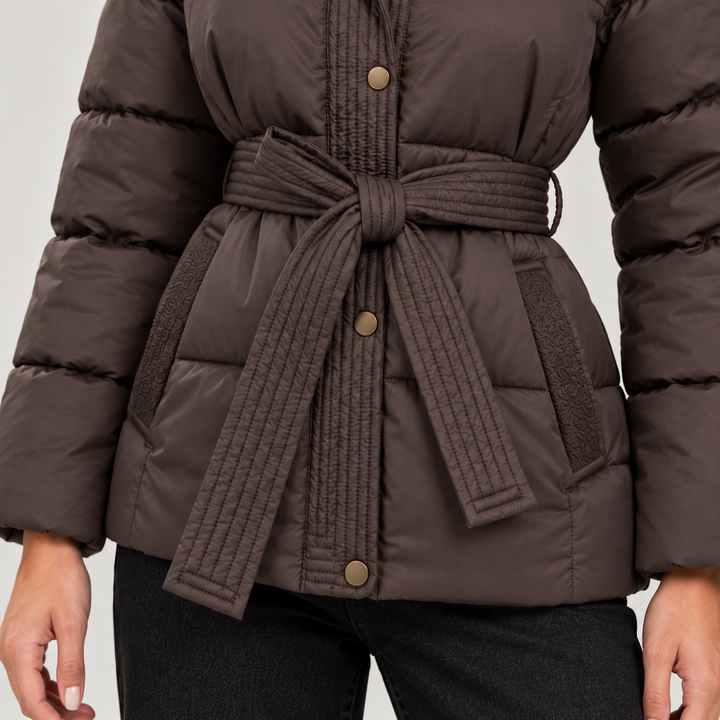 Lauren | Stylish Belted Hooded Puffer Jacket Women