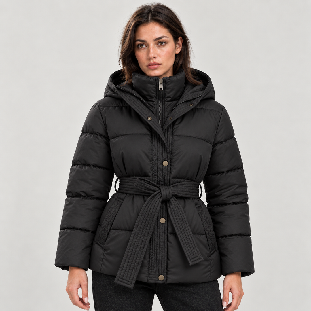 Lauren | Stylish Belted Hooded Puffer Jacket Women