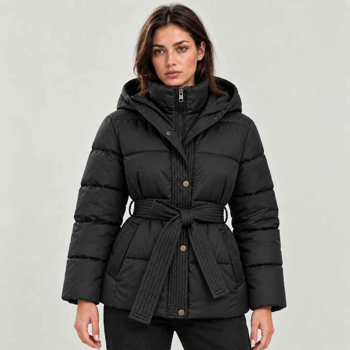 Lauren | Stylish Belted Hooded Puffer Jacket Women