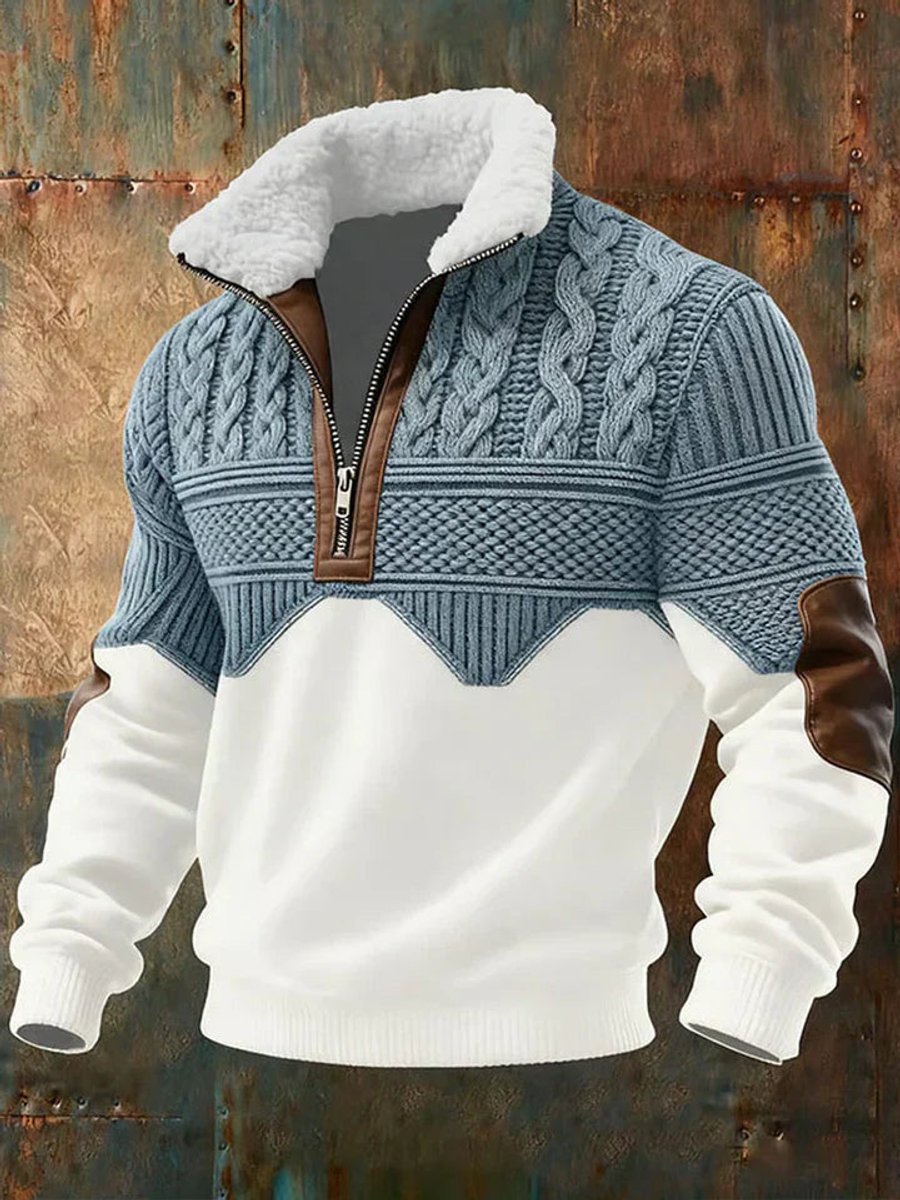 Liam | Quarter-Zip Mens Knit Sweater with Elbow Patches