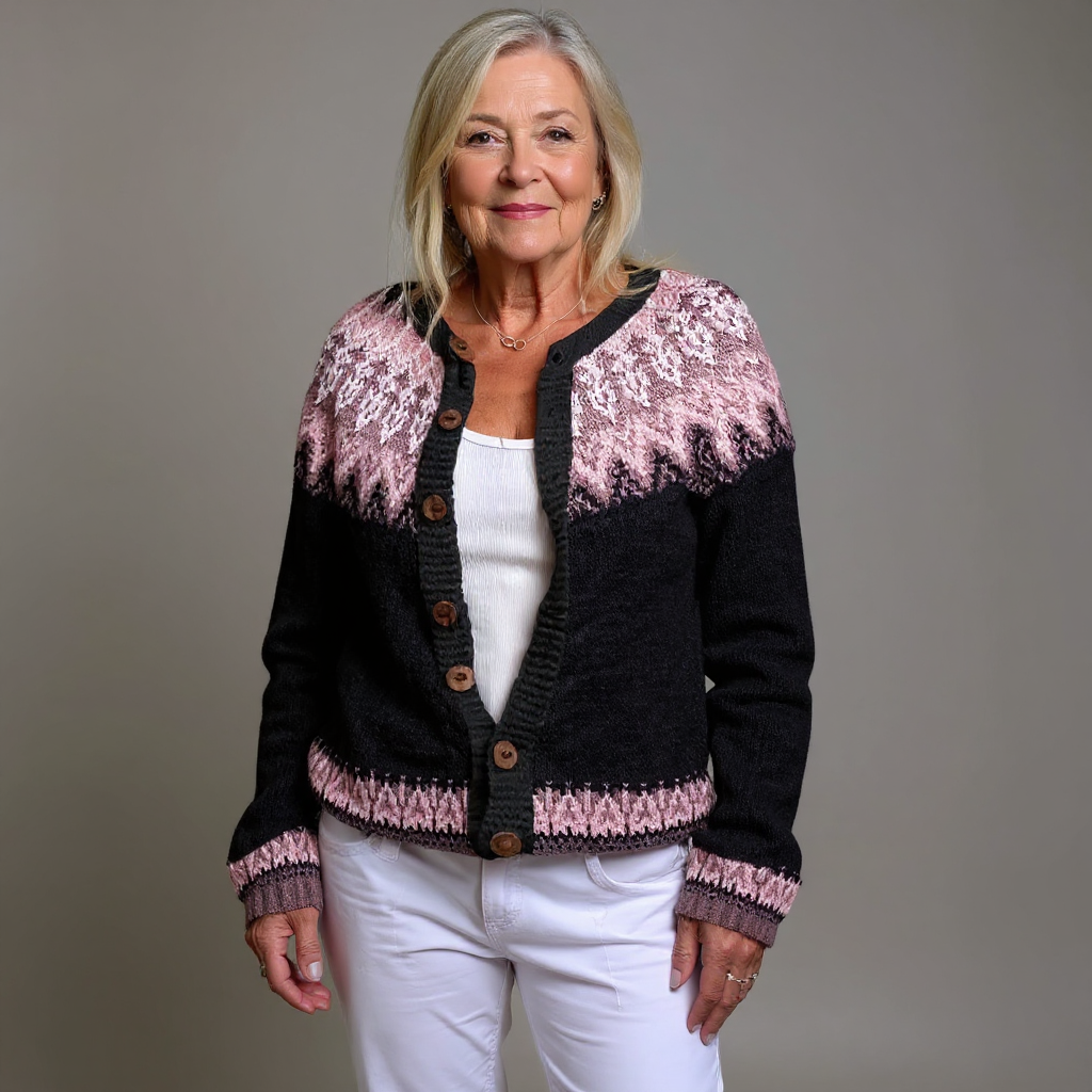 Lisa | Effortless Fair Isle Cardigan Womens Button Front Sweater