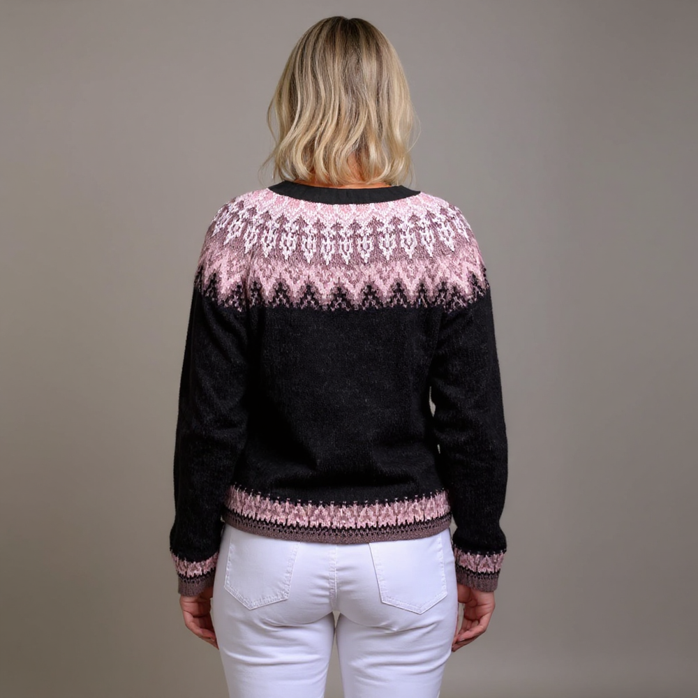 Lisa | Effortless Fair Isle Cardigan Womens Button Front Sweater