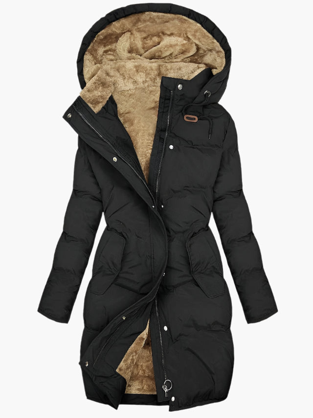 Lisa | Long Quilted Hooded Puffer Jacket Women