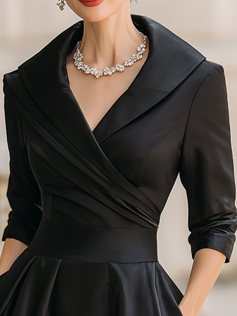 Lisa | Polished Collared A-Line Midi Christmas Dress
