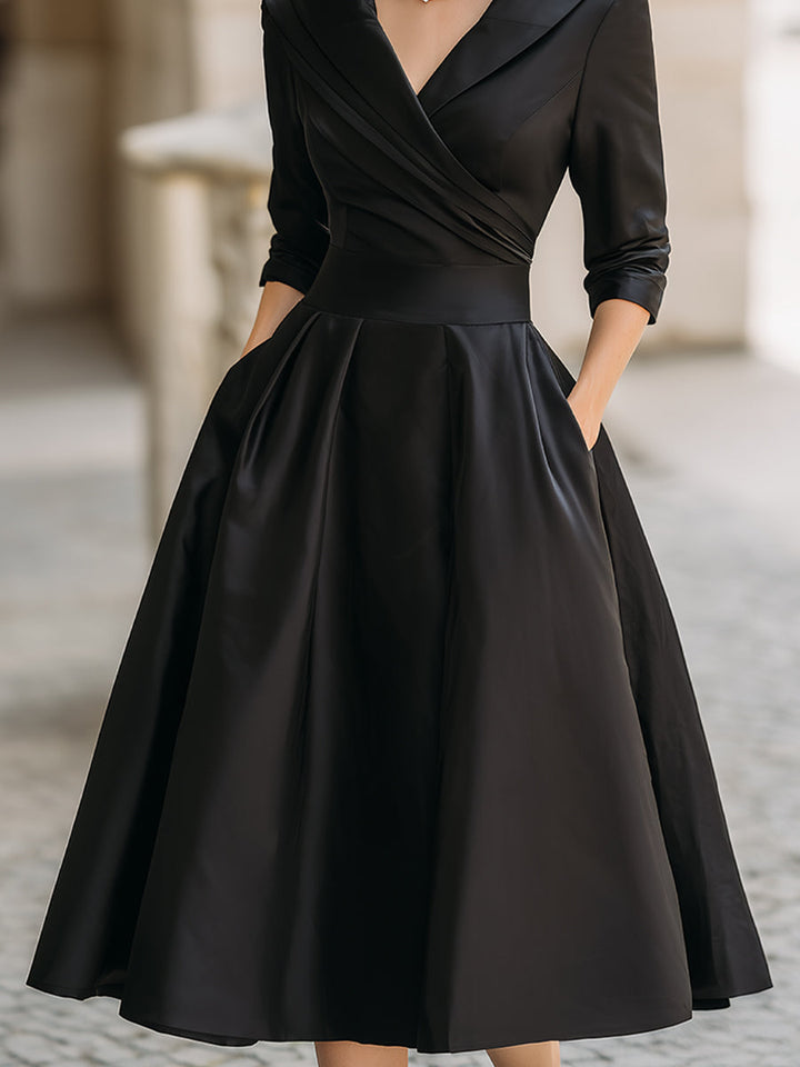 Lisa | Polished Collared A-Line Midi Christmas Dress