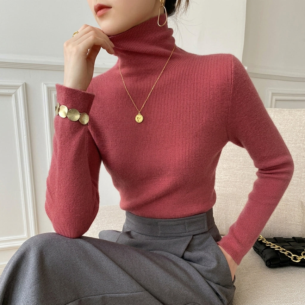 Lori | Timeless Ribbed Long Sleeve Turtleneck Sweater