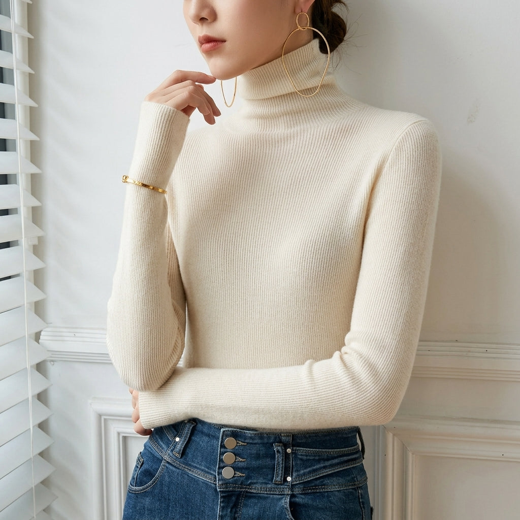 Lori | Timeless Ribbed Long Sleeve Turtleneck Sweater