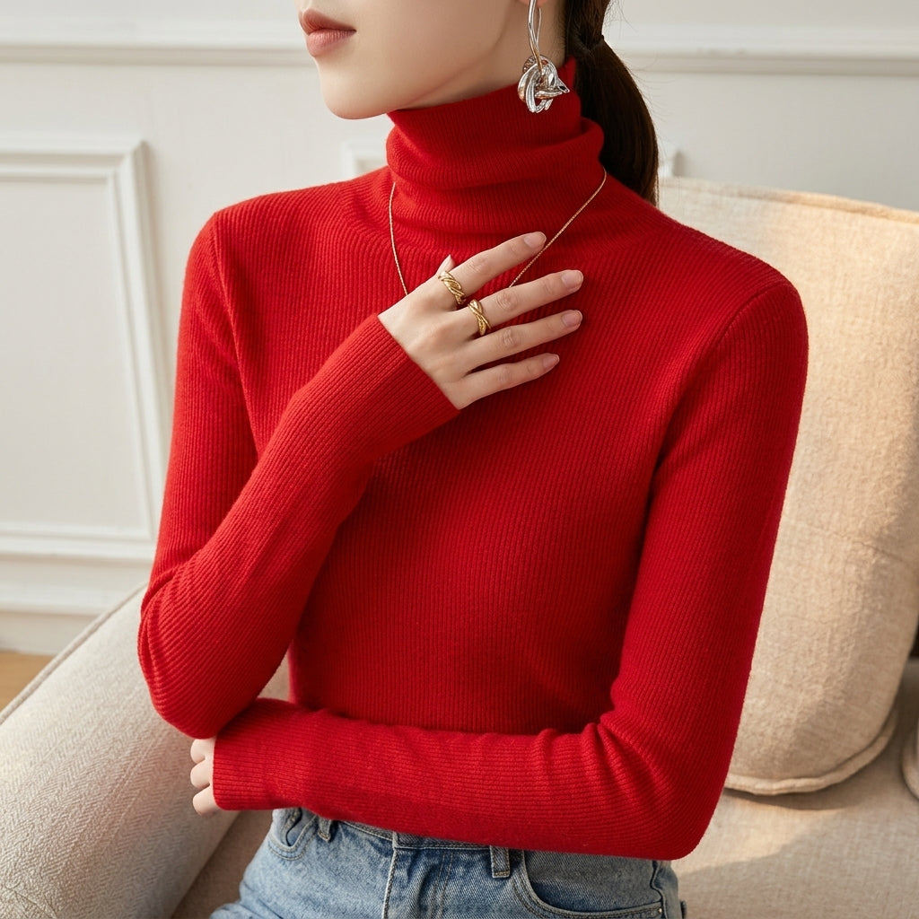 Lori | Timeless Ribbed Long Sleeve Turtleneck Sweater